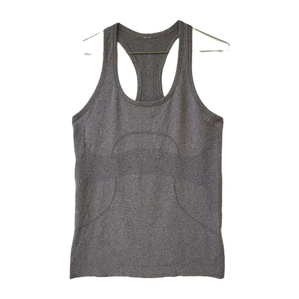 Lululemon Womens Tank Top Size 6 Gray Seamless Racerback Athletic Yoga